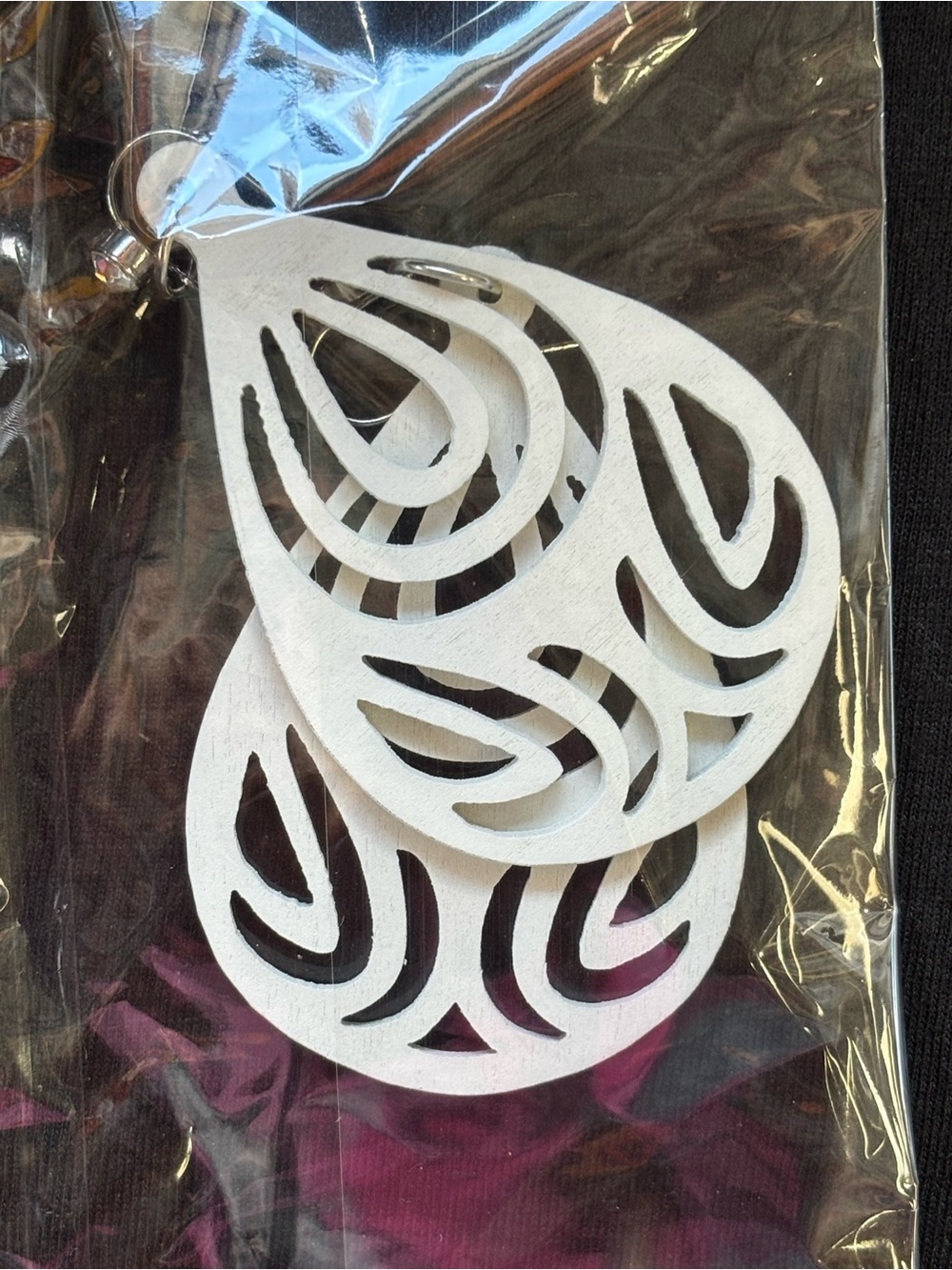 White Teardrop Cutout Statement Earrings